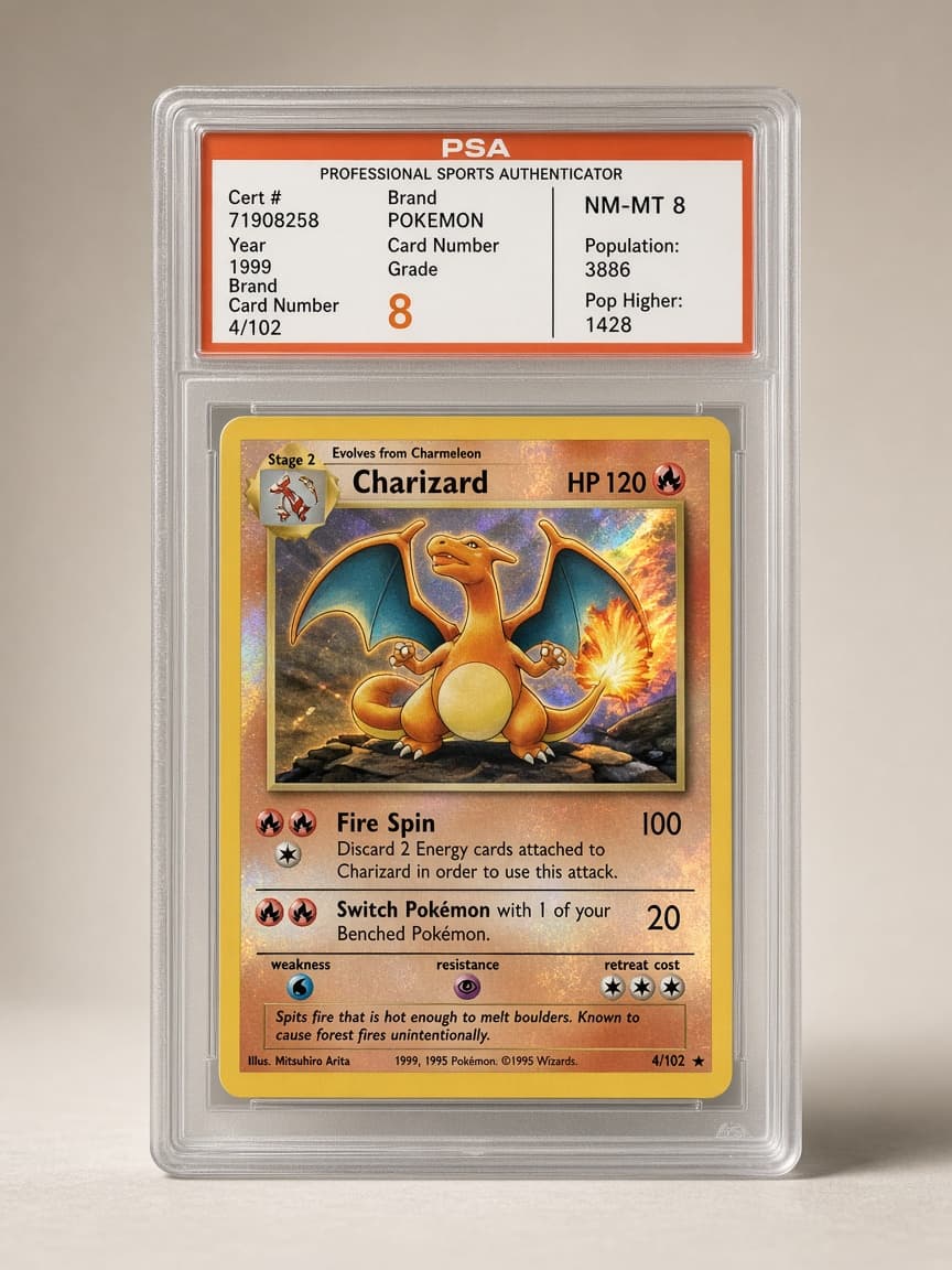 1999 Base Set Charizard #4/102 — PSA 8