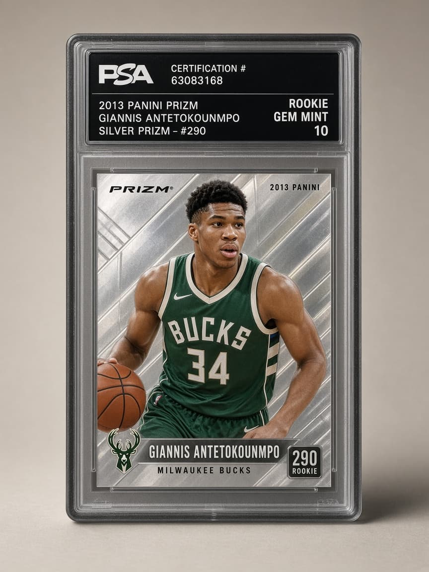 2013 Panini Prizm Giannis Antetokounmpo Silver #290 Rookie — PSA 10