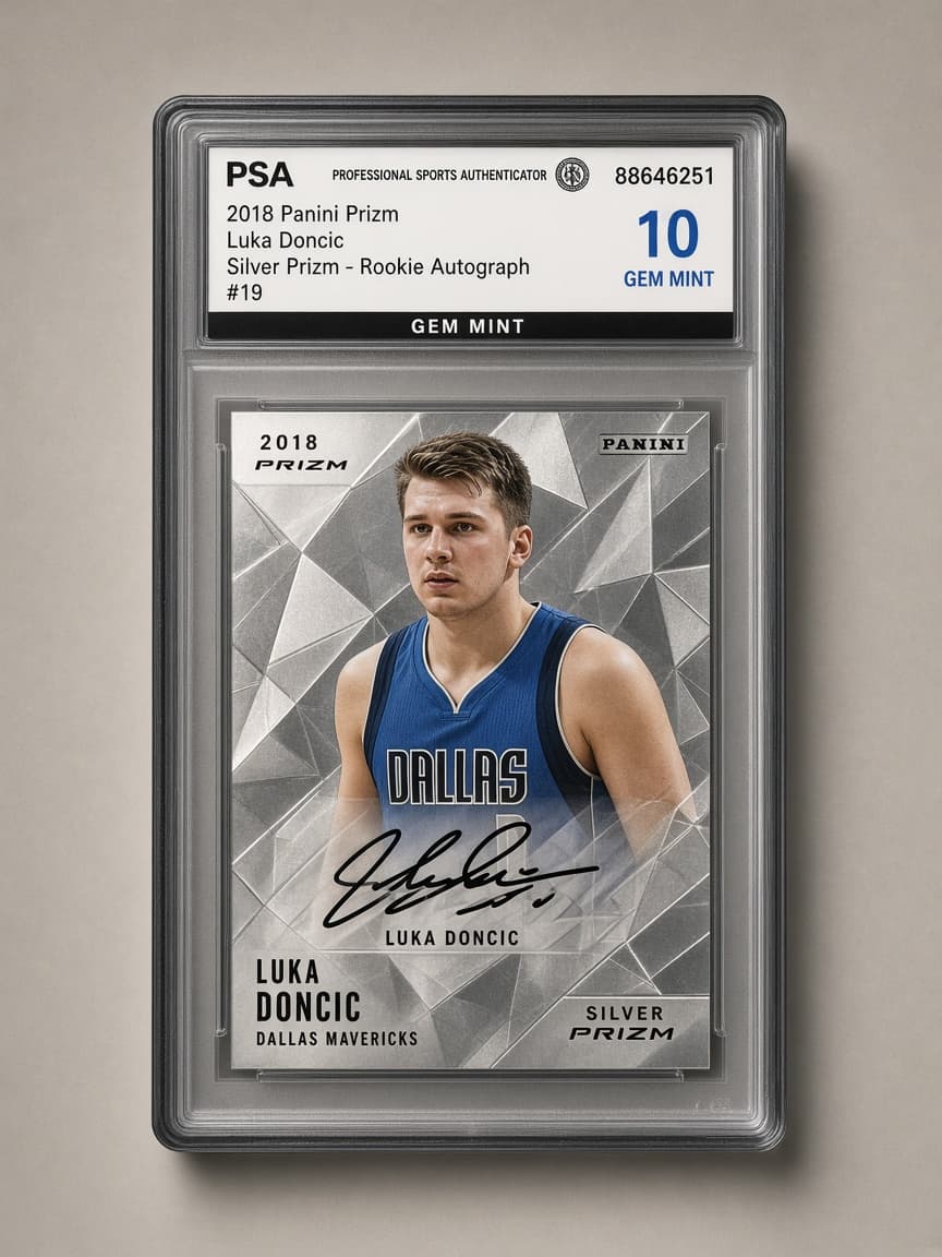 2018 Panini Prizm Luka Doncic Silver Rookie Auto — PSA 10