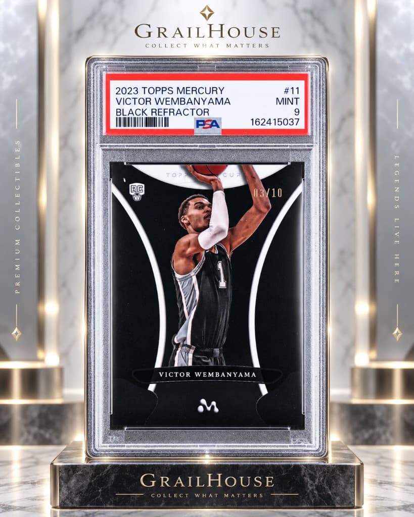 VICTOR WEMBANYAMA BLACK REFRACTOR /10 — PSA front